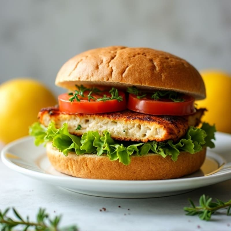Lemon-Herb Grilled Chicken Sandwich with Crisp Lettuce and Tomato