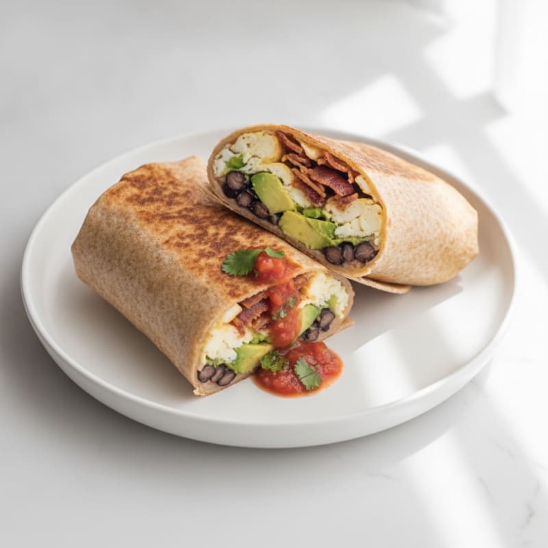 Crispy Turkey Bacon and Egg White Breakfast Burrito