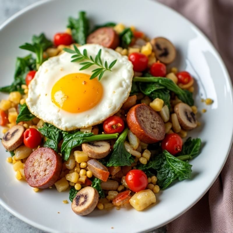 Egg White Veggie Scramble with Turkey Sausage