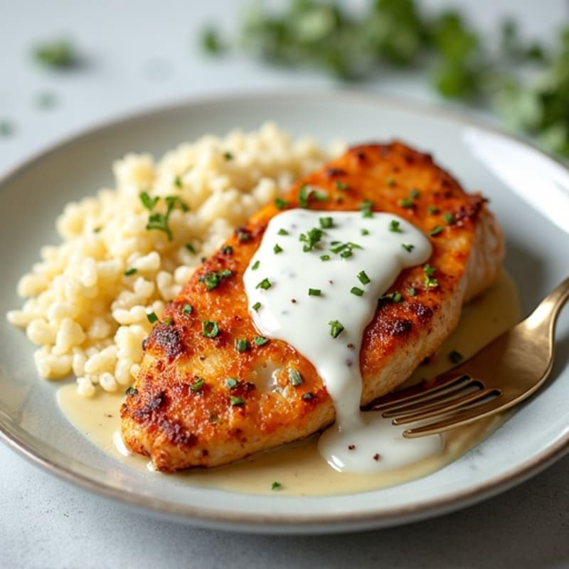 Creamy Yogurt-Spiced Chicken with Cauliflower Rice