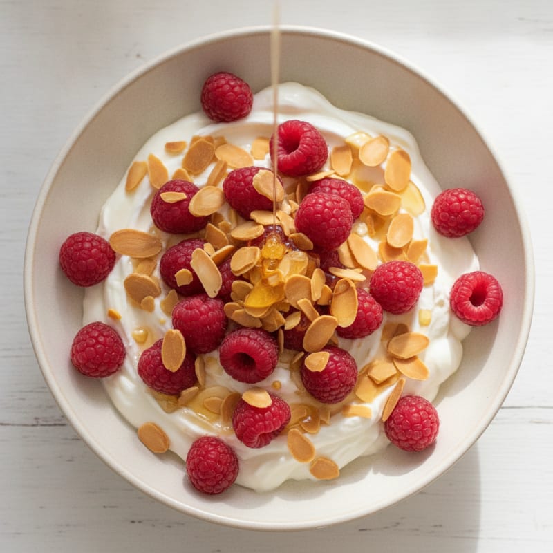 Creamy Greek Yogurt with Protein Powder and Almonds