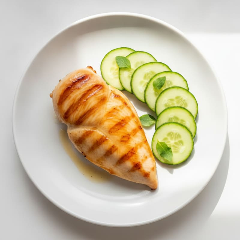 Grilled Chicken Breast with Cucumber Slices