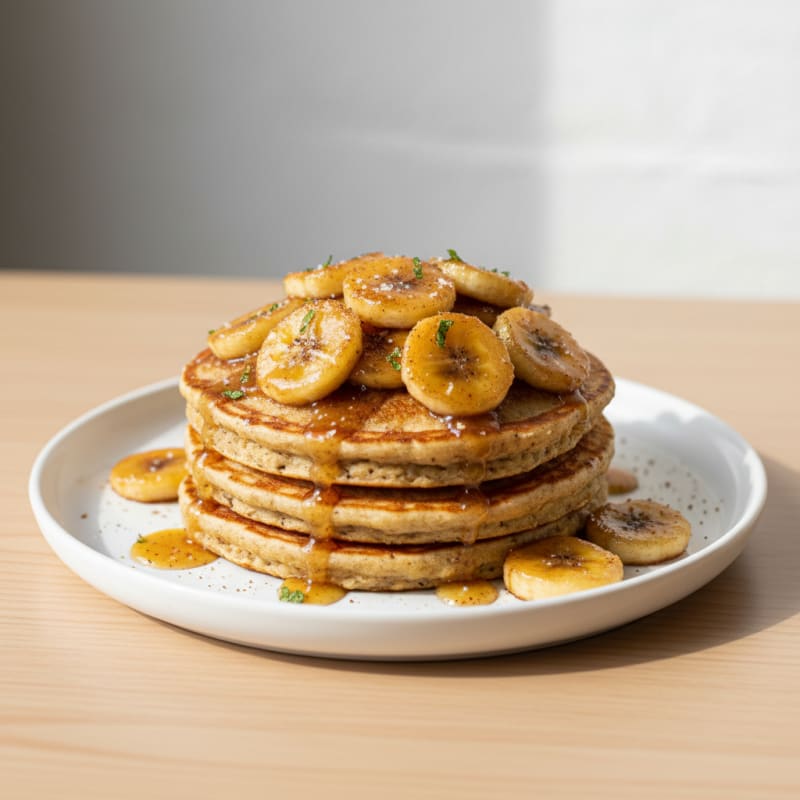 Golden Caramelized Banana Pancakes