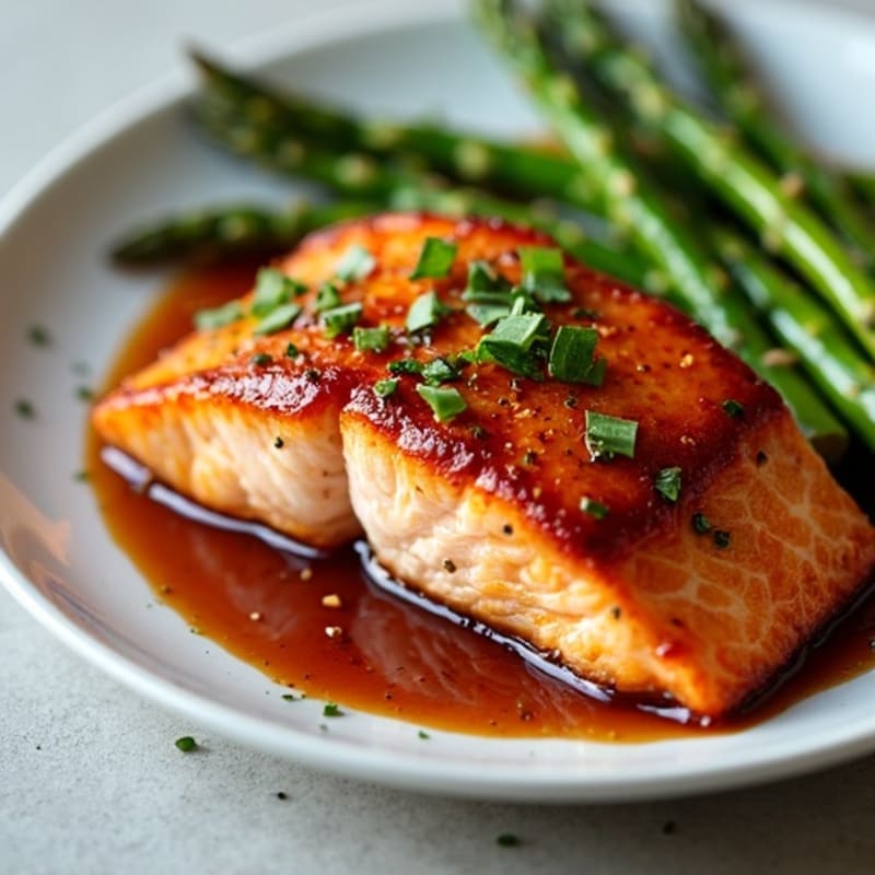 Crispy Teriyaki Glazed Salmon with Roasted Asparagus