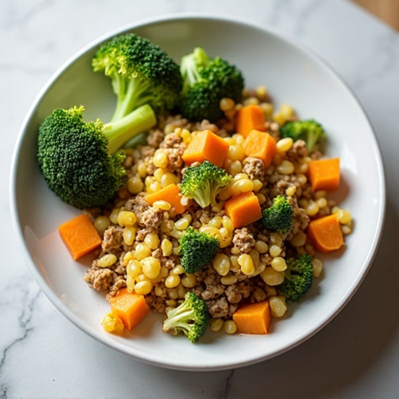 Egg White Scramble with Ground Beef and Broccoli