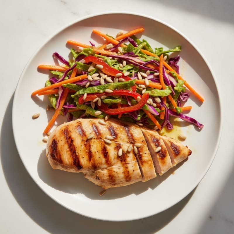 Grilled Chicken Breast with Crunchy Vegetable Slaw