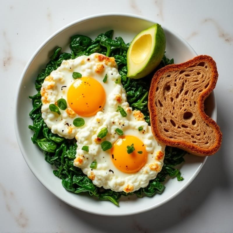 Egg White Scramble with Cottage Cheese and Sautéed Spinach