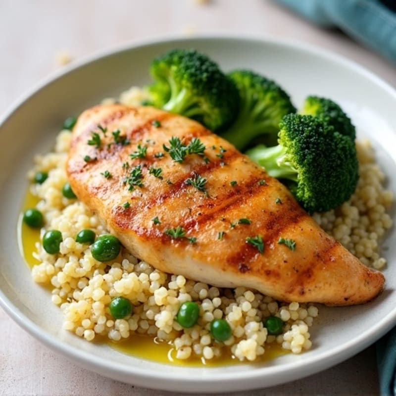 Grilled Chicken Breast with Quinoa and Steamed Broccoli