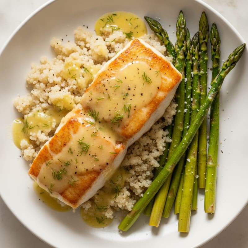 Pan-Seared Halibut with Lemon-Dill Sauce