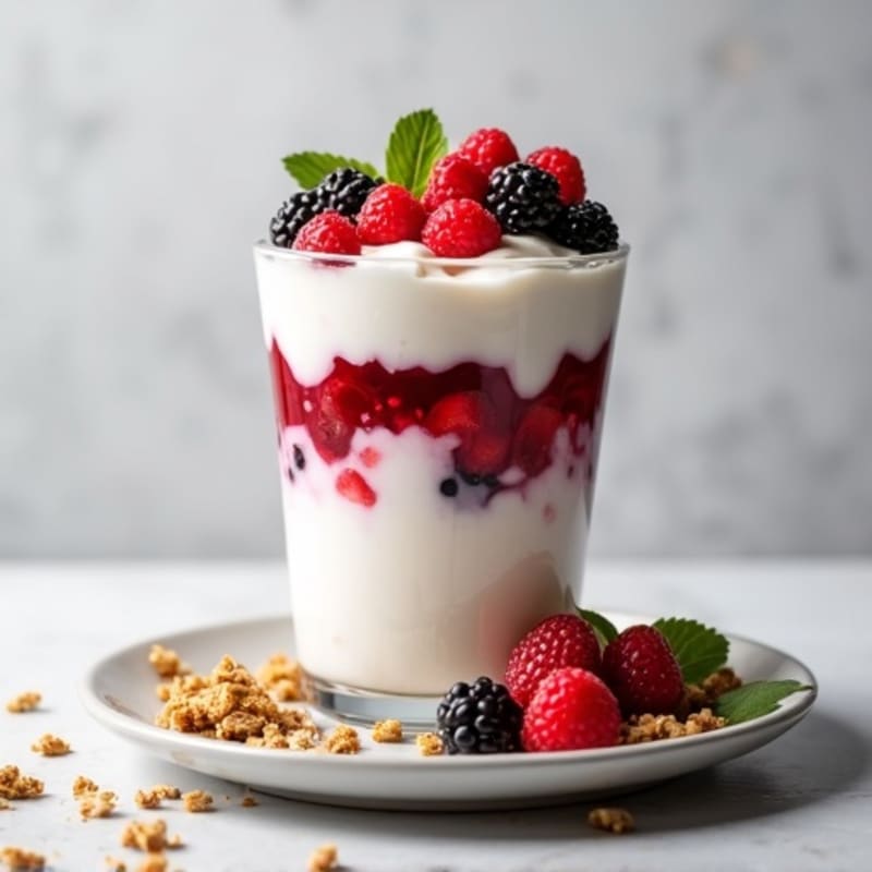 Silky Greek Yogurt Protein Parfait with Mixed Berries