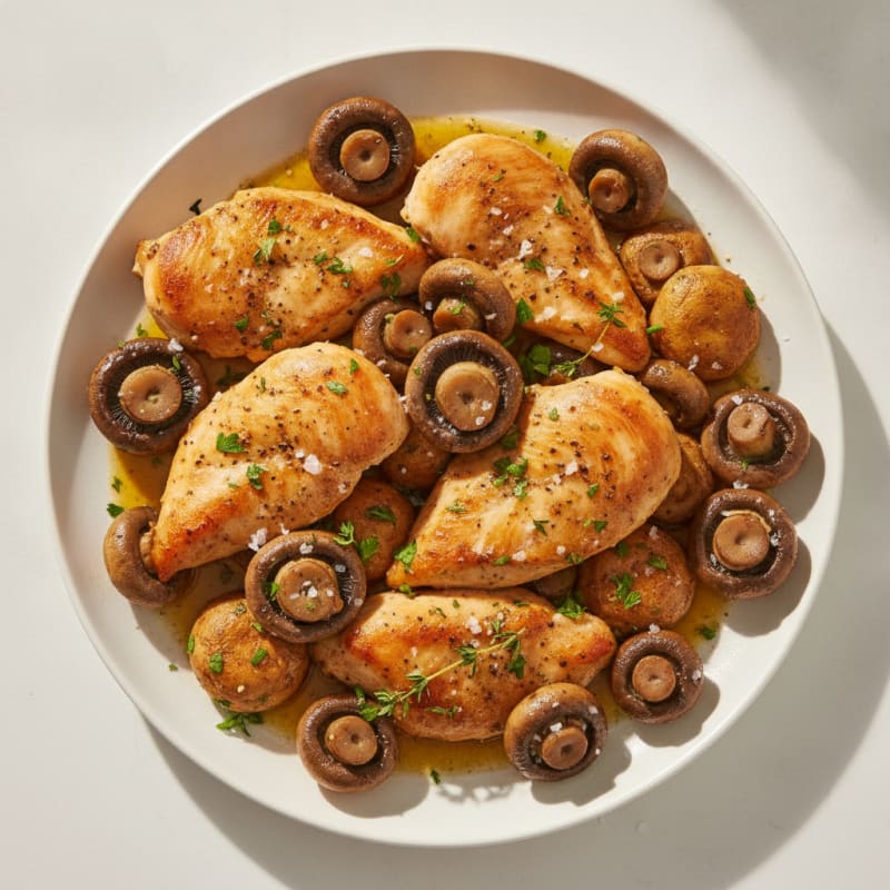 Garlic Herb Roasted Mushrooms and Chicken