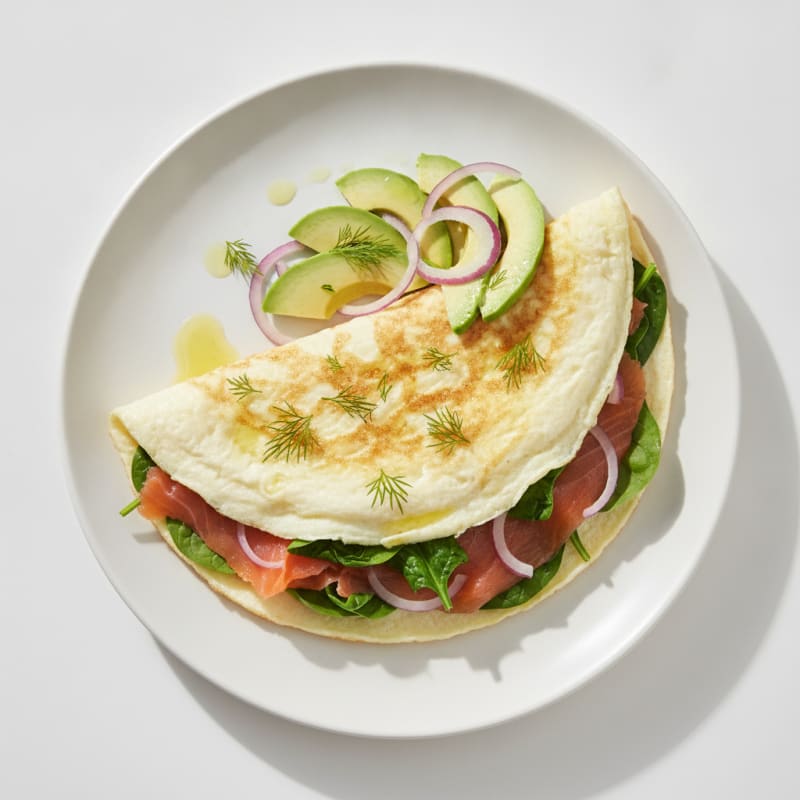 Egg White Omelet with Smoked Salmon and Spinach