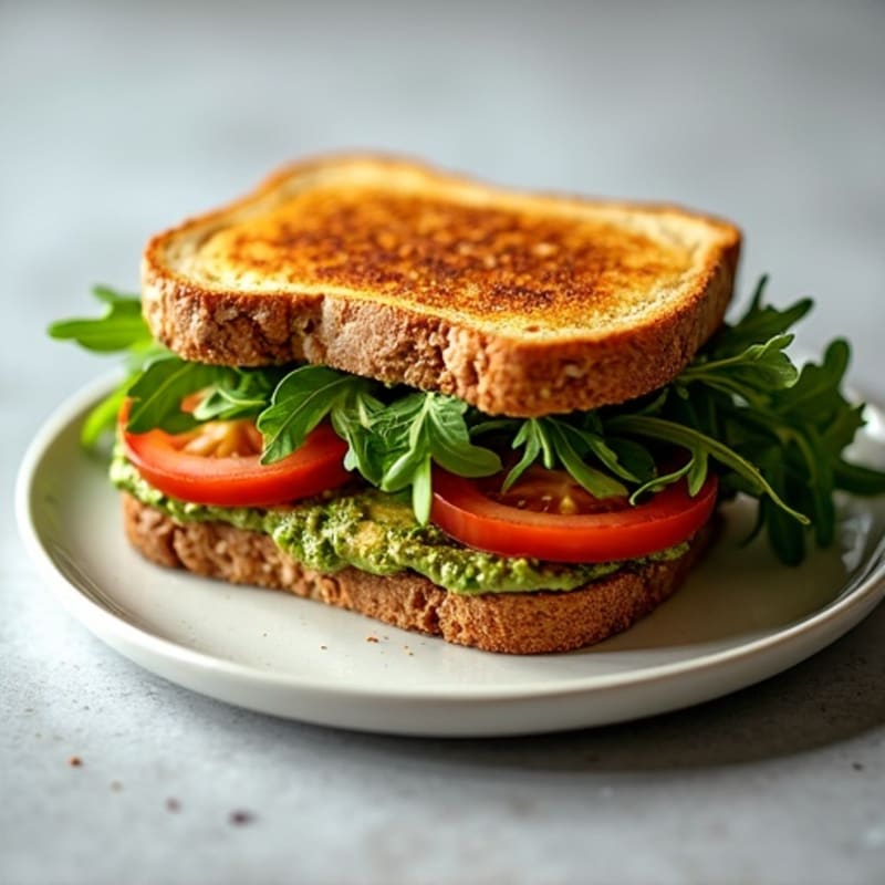 Grilled Pesto Chicken Sandwich with Fresh Greens