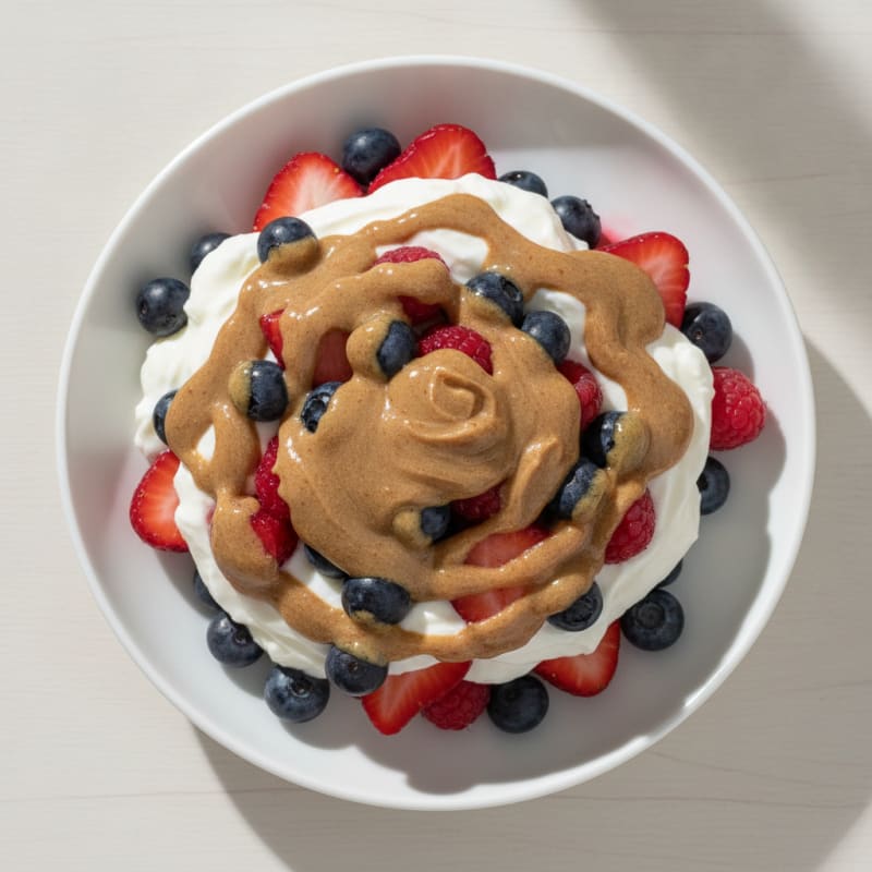 Greek Yogurt Protein Parfait with Berries and Almond Butter