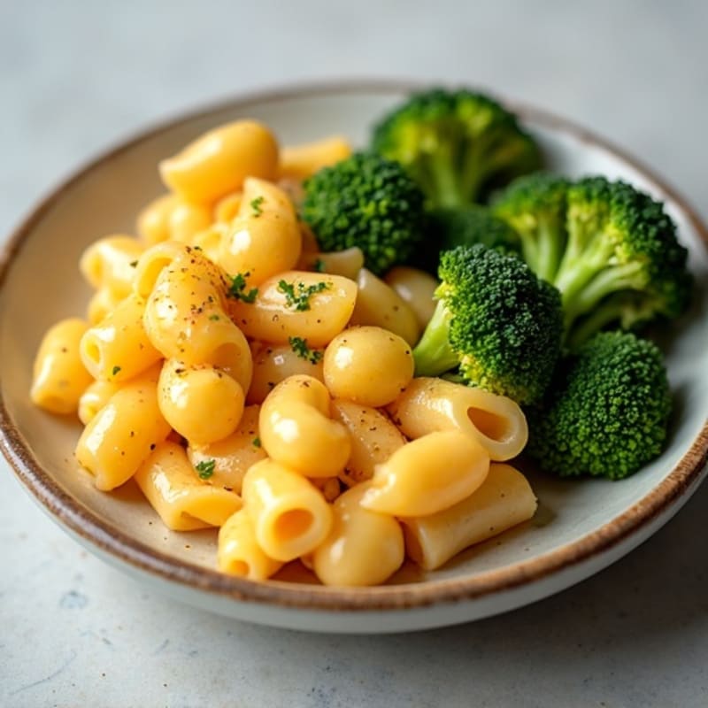 Creamy Baked Mac & Cheese with Roasted Broccoli
