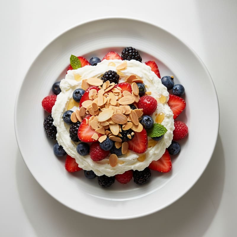 Greek Yogurt Protein Parfait with Mixed Berries and Almonds