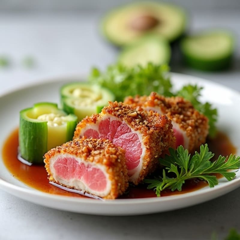 Crispy Seared Tuna with Fresh Cucumber Roll