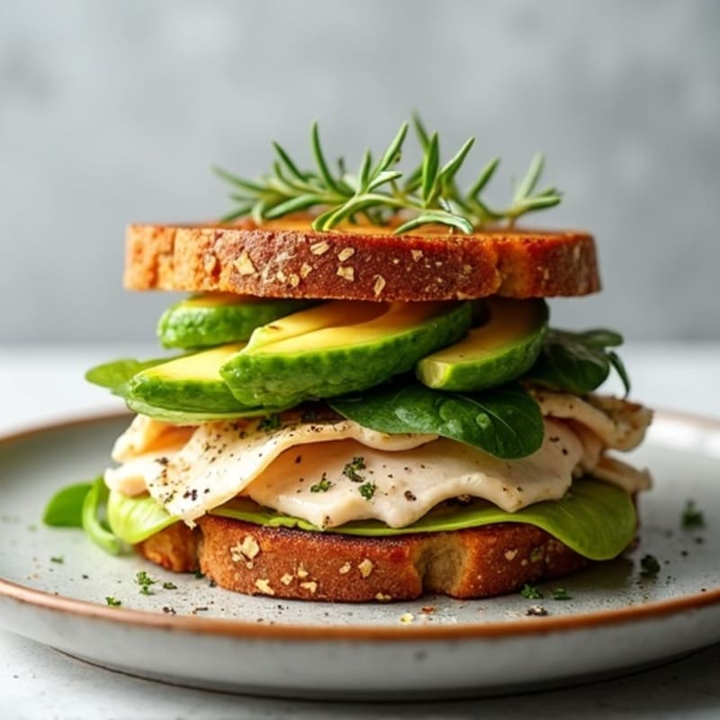 Herb-Roasted Turkey and Avocado Stack on Toasted Sourdough