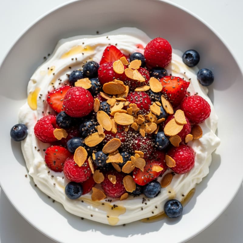 Creamy Greek Yogurt Bowl with Protein Powder and Mixed Berries