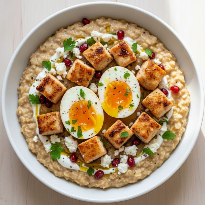Savory Oatmeal with Egg and Feta