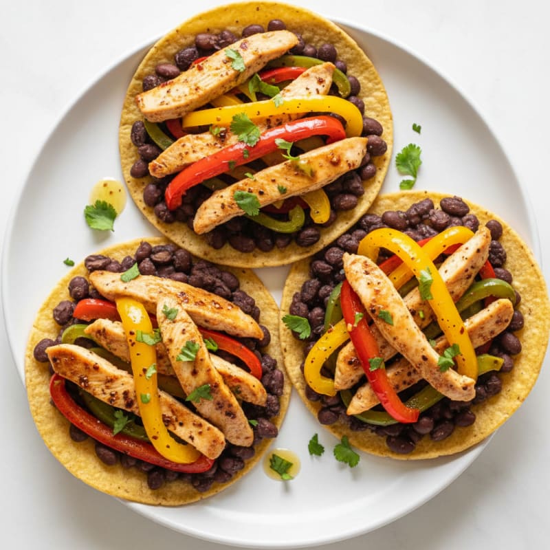 Fajita Chicken Tostadas with Black Beans
