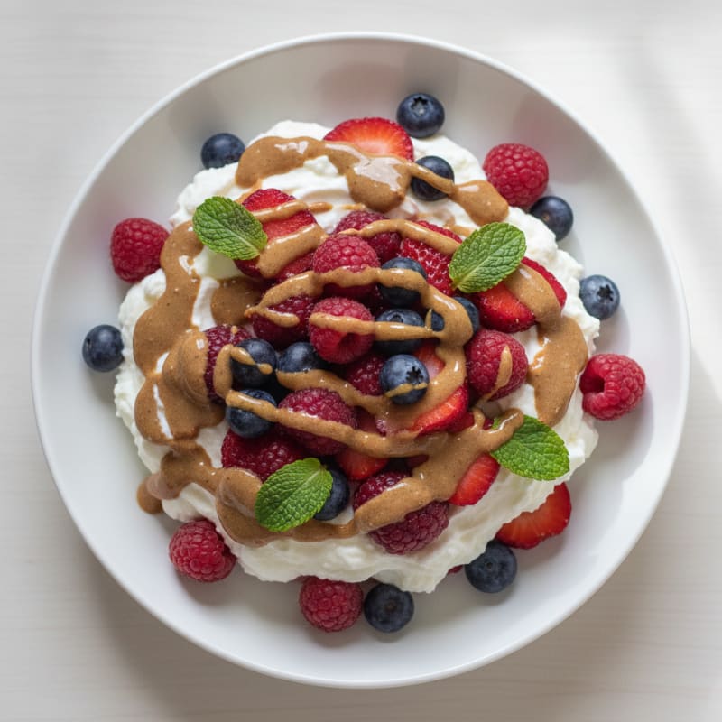 Greek Yogurt Protein Parfait with Mixed Berries and Almond Butter