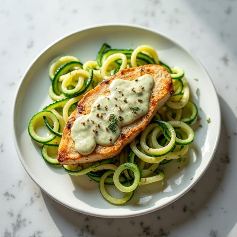 Creamy Pesto Chicken with Zucchini Noodles