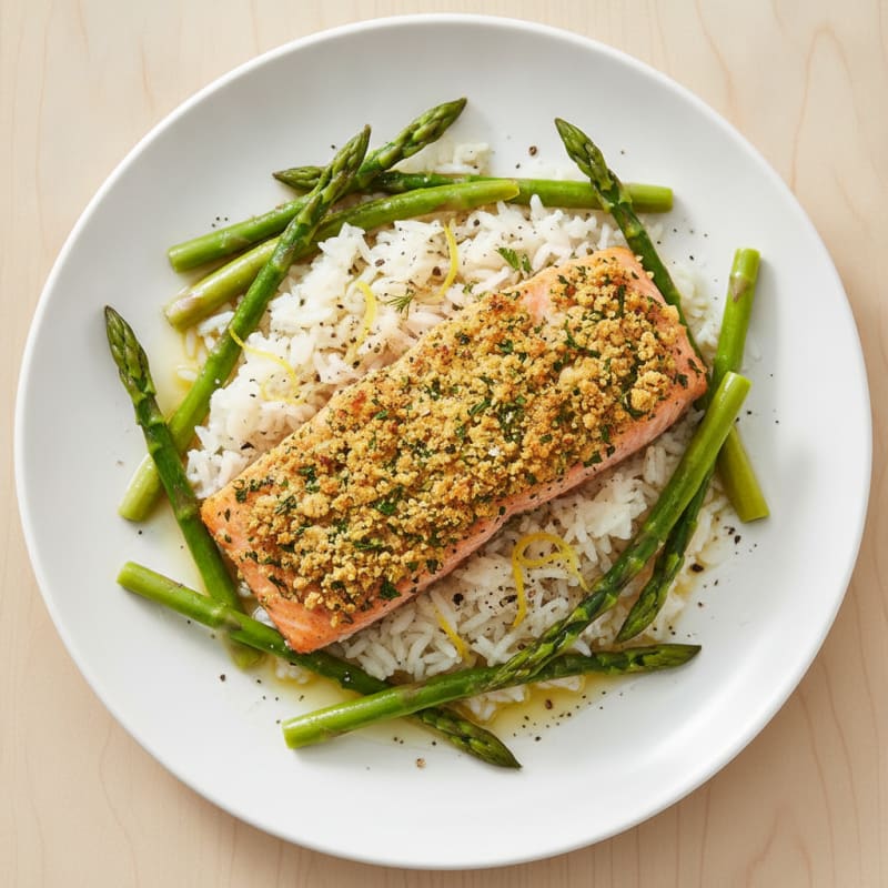 Herb-Crusted Salmon with Lemon Rice