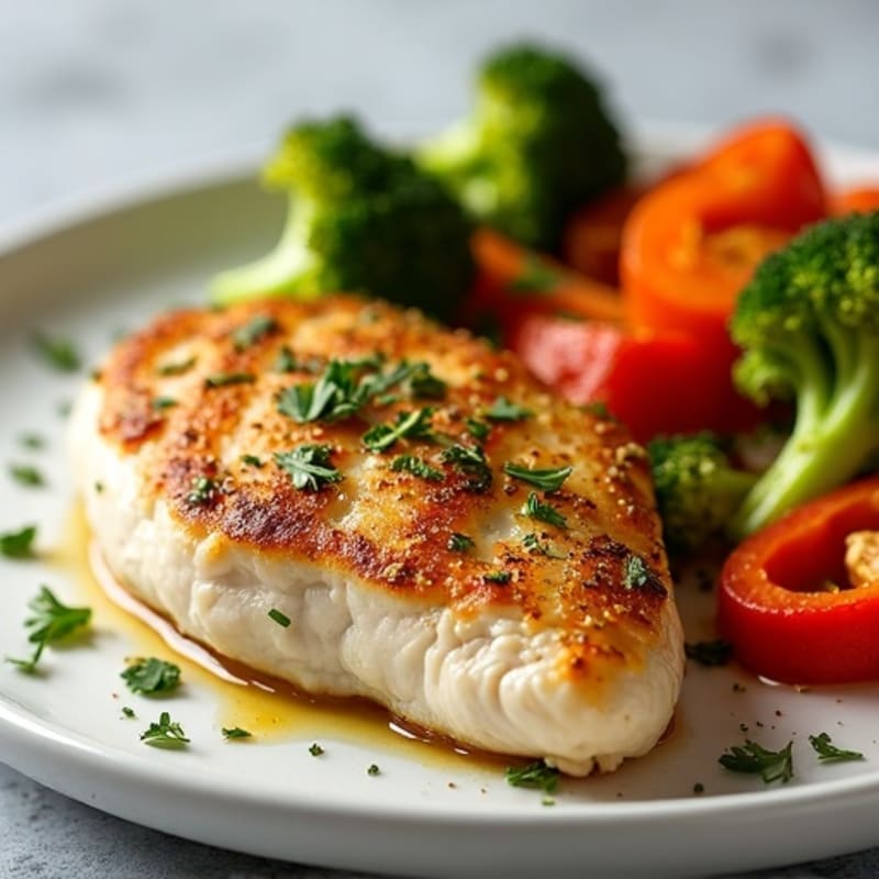 Herb-Crusted Pan Seared Chicken with Roasted Vegetables