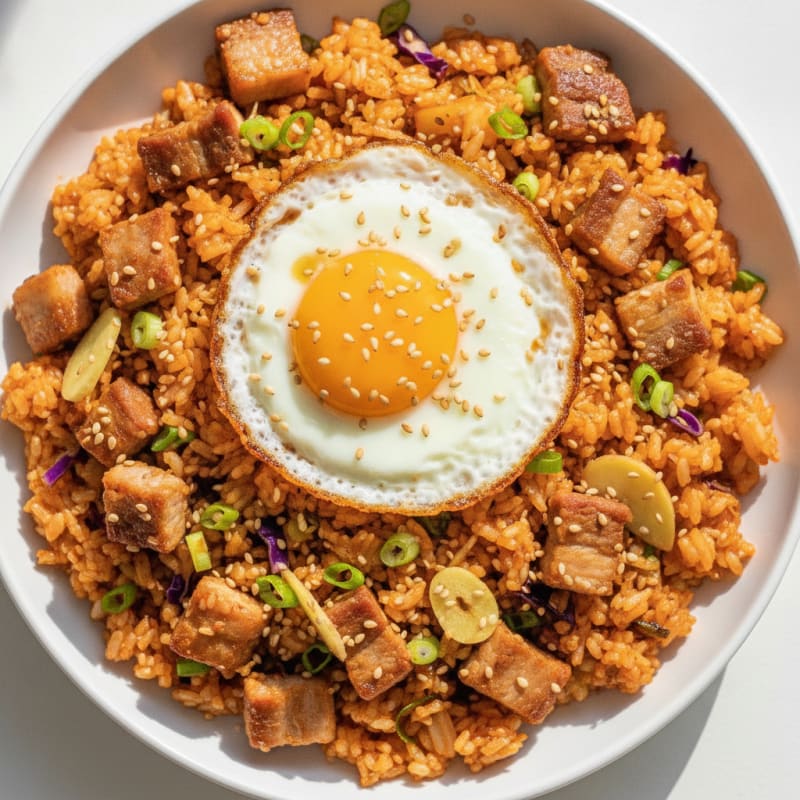 Kimchi Fried Rice with Pork Belly