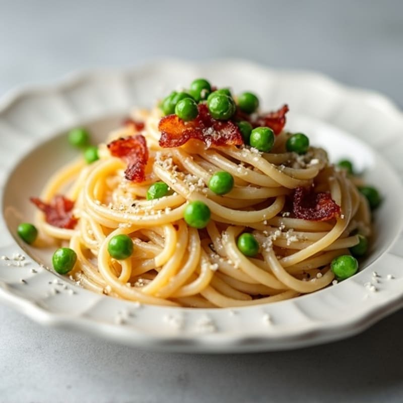 Creamy Lean Bacon Pasta with Fresh Peas