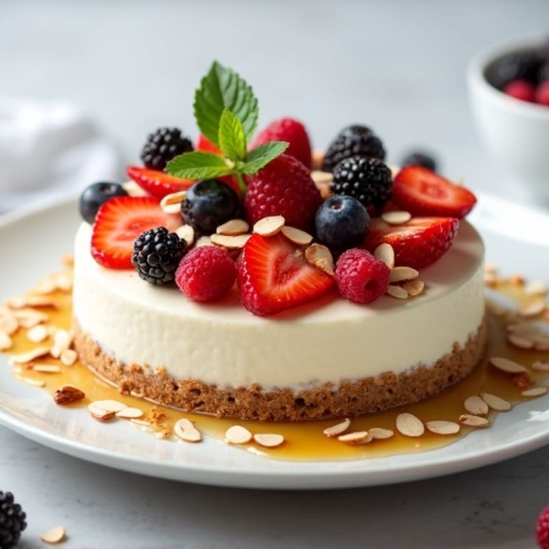 Silky Greek Yogurt Protein Cheesecake with Mixed Berries