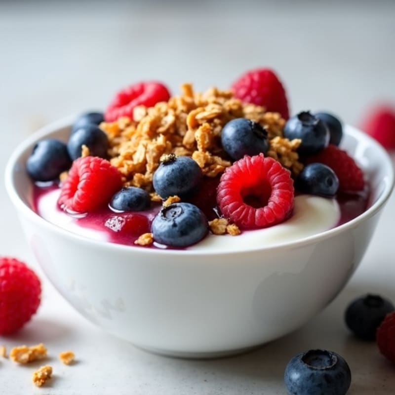 Creamy Greek Yogurt with Fresh Berries and Crunchy Granola