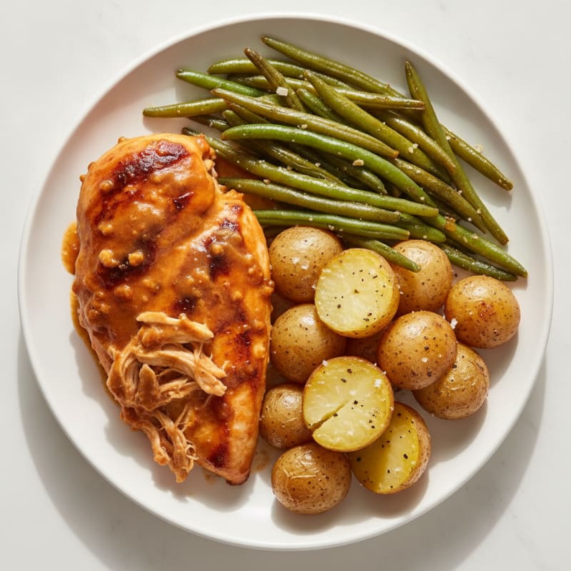 Chipotle Chicken Breast with Roasted Potatoes and Green Beans