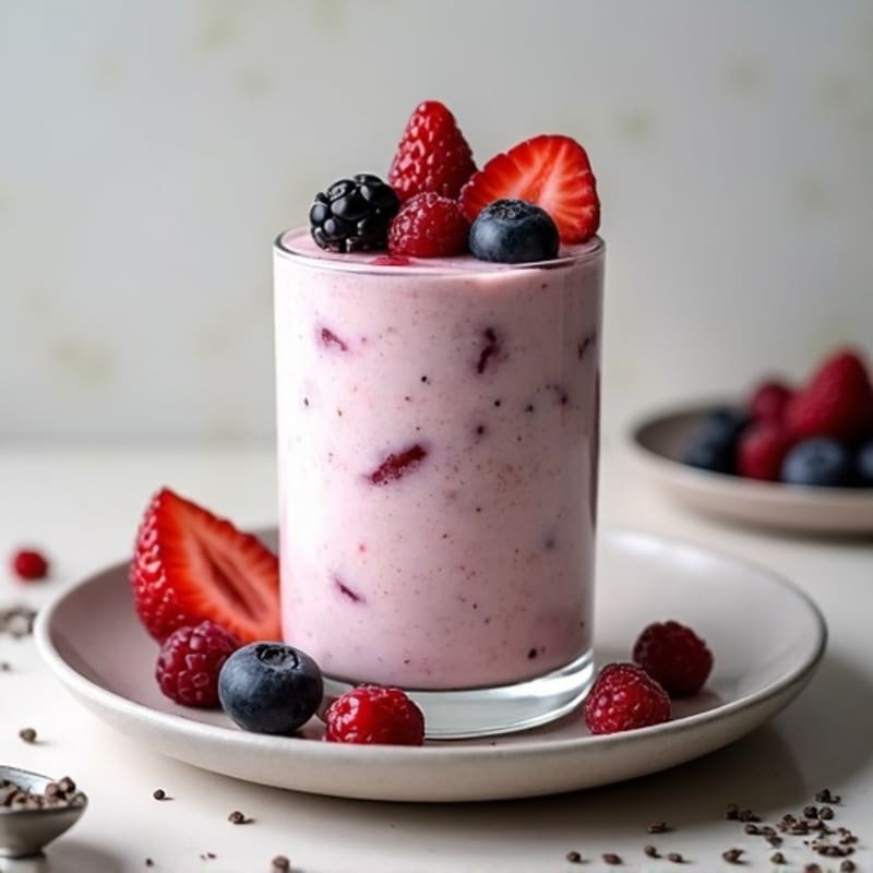 Greek Yogurt Protein Mousse with Mixed Berries