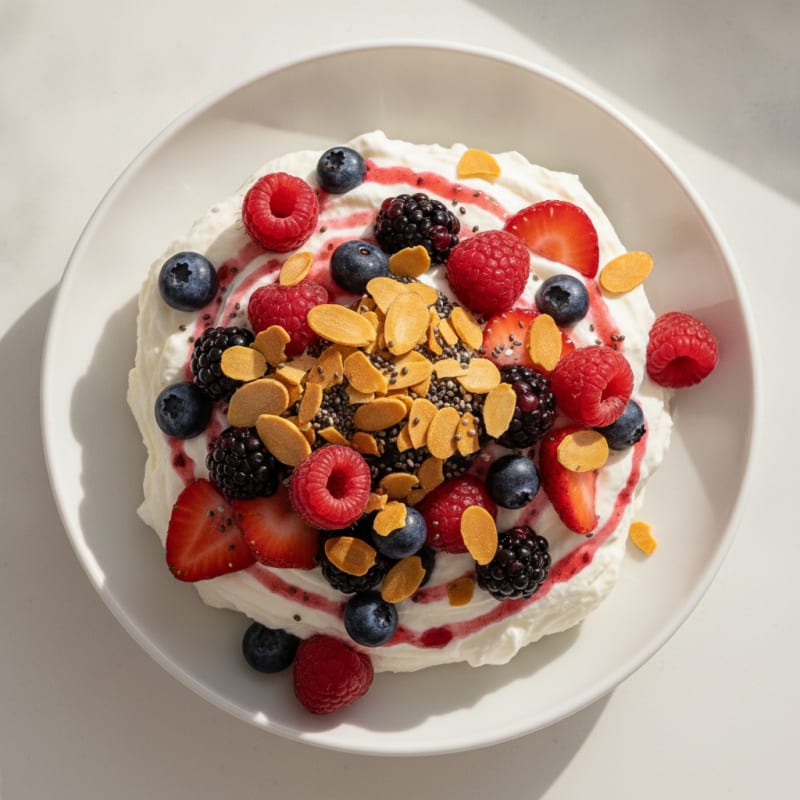 Greek Yogurt Protein Mousse with Mixed Berries