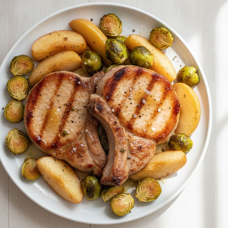 Pan-Seared Pork Chops with Roasted Apples