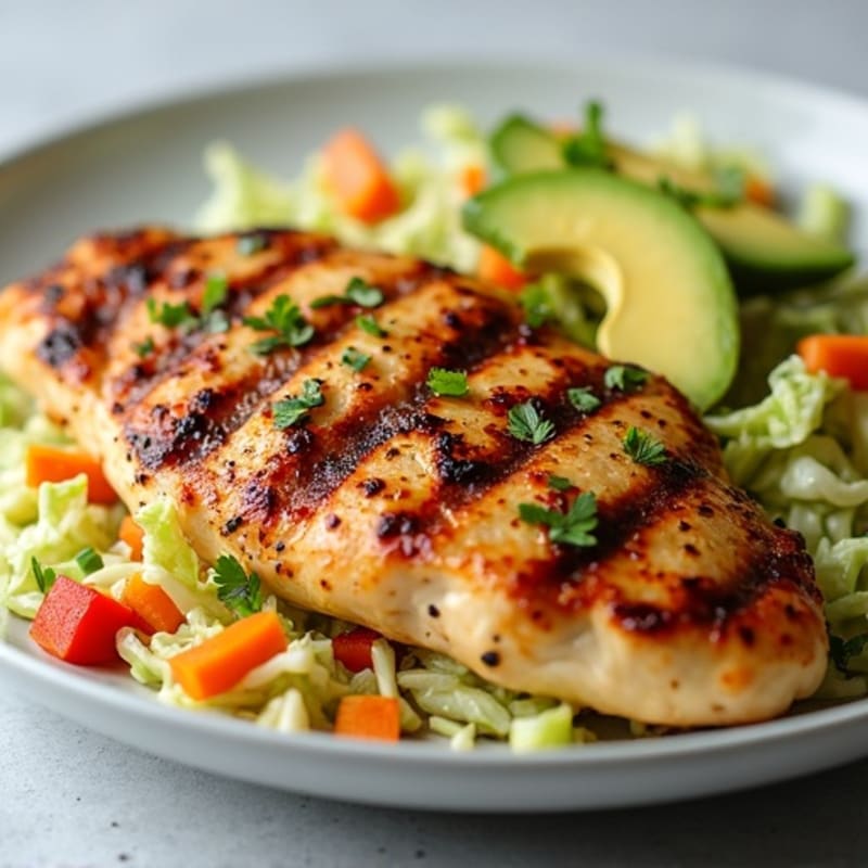 Grilled Chicken Breast with Crunchy Cabbage Slaw