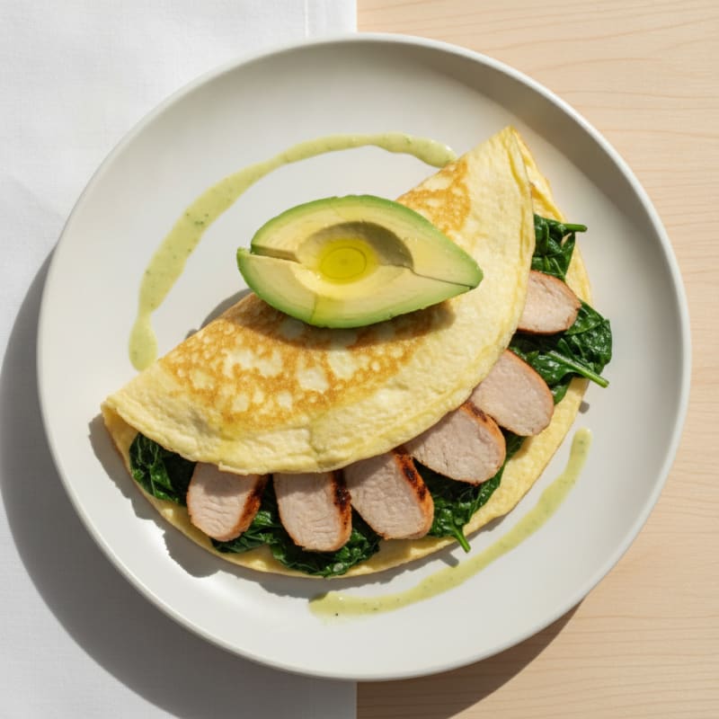 Egg White Spinach Omelet with Grilled Turkey Breast