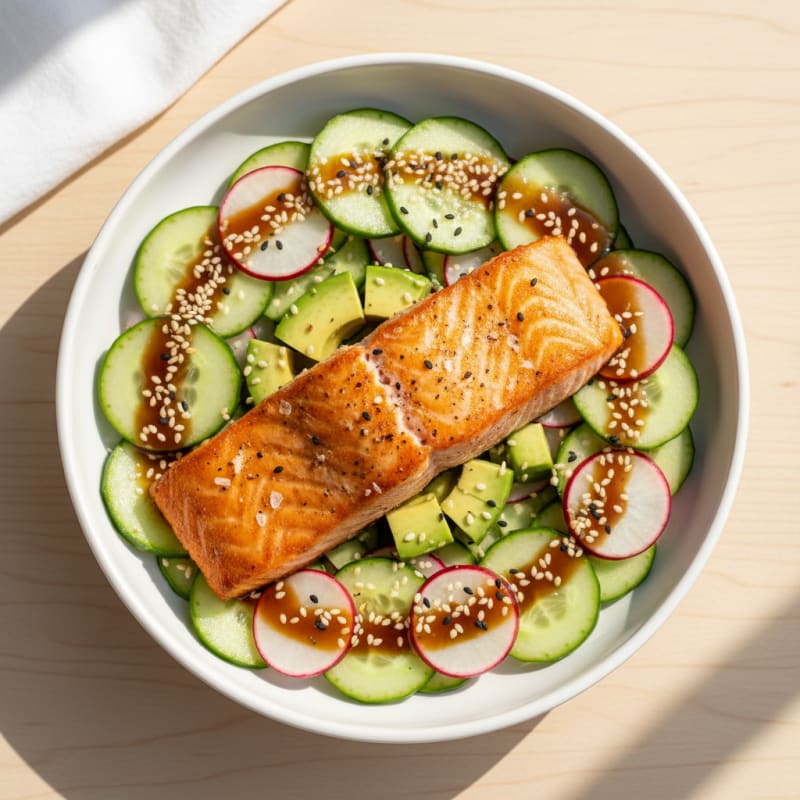 Golden Pan-Seared Salmon Sushi Bowl