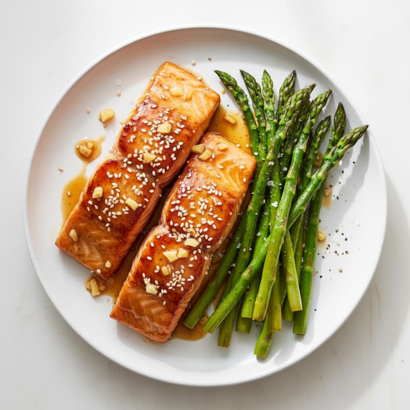 Golden Teriyaki Glazed Salmon with Roasted Asparagus