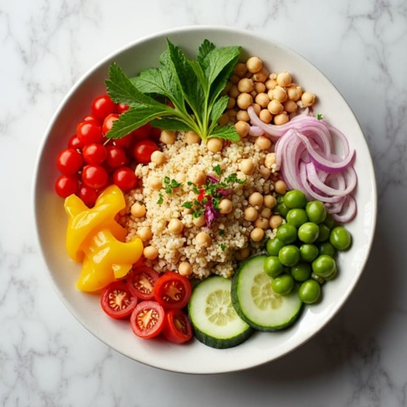 Chickpea Quinoa Salad with Creamy Tahini Dressing