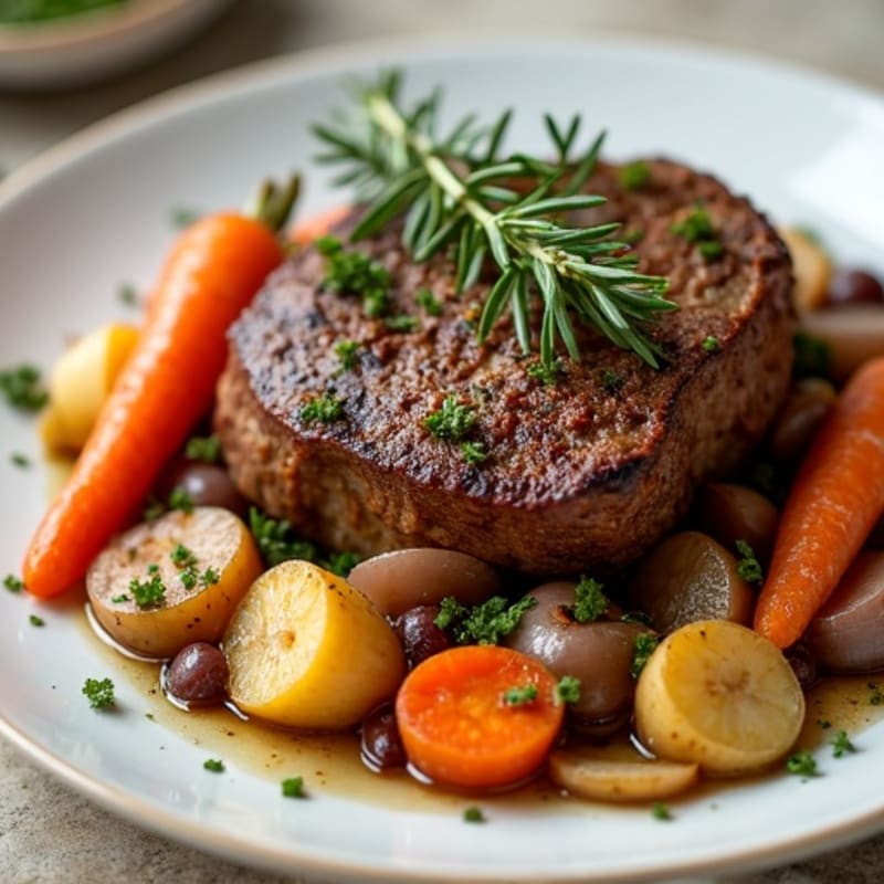 Herb-Crusted Tender Pot Roast with Root Vegetables