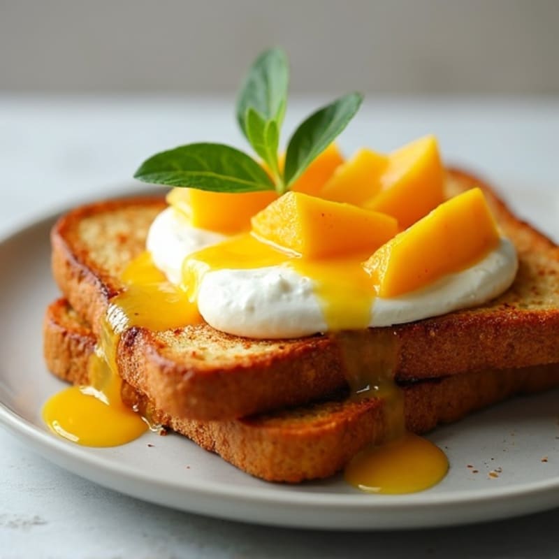 Whole Grain French Toast with Fresh Mango and Creamy Goat Cheese