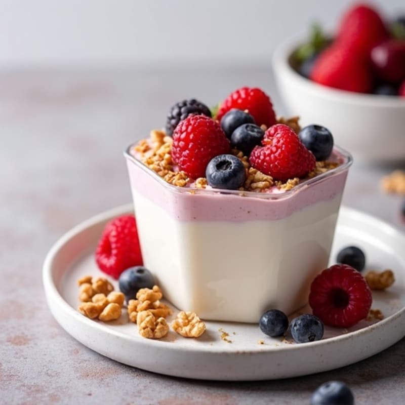 Greek Yogurt Protein Mousse with Mixed Berries
