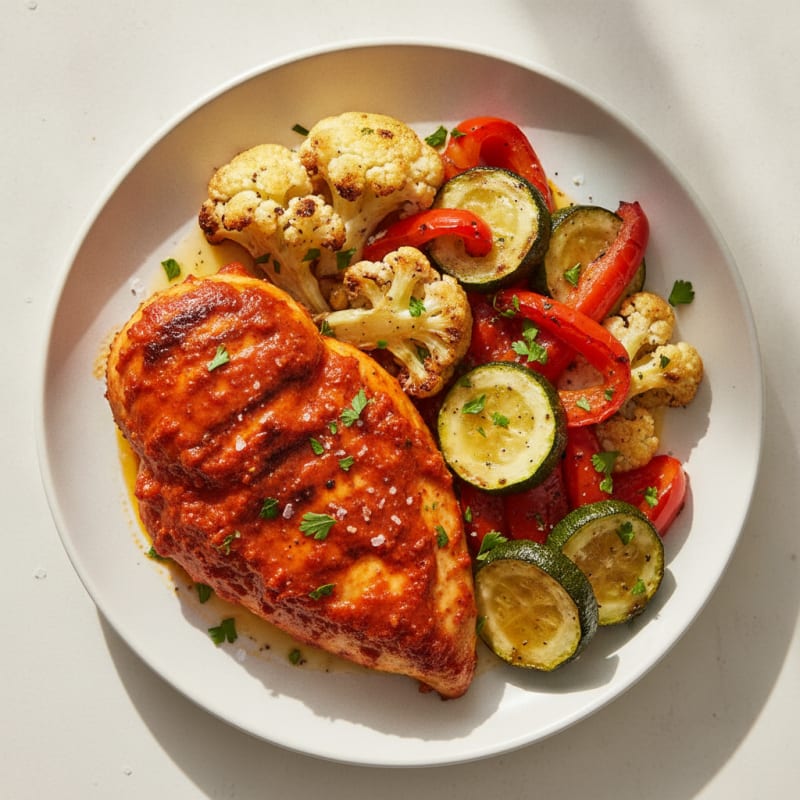 Spicy Harissa Chicken with Roasted Vegetables