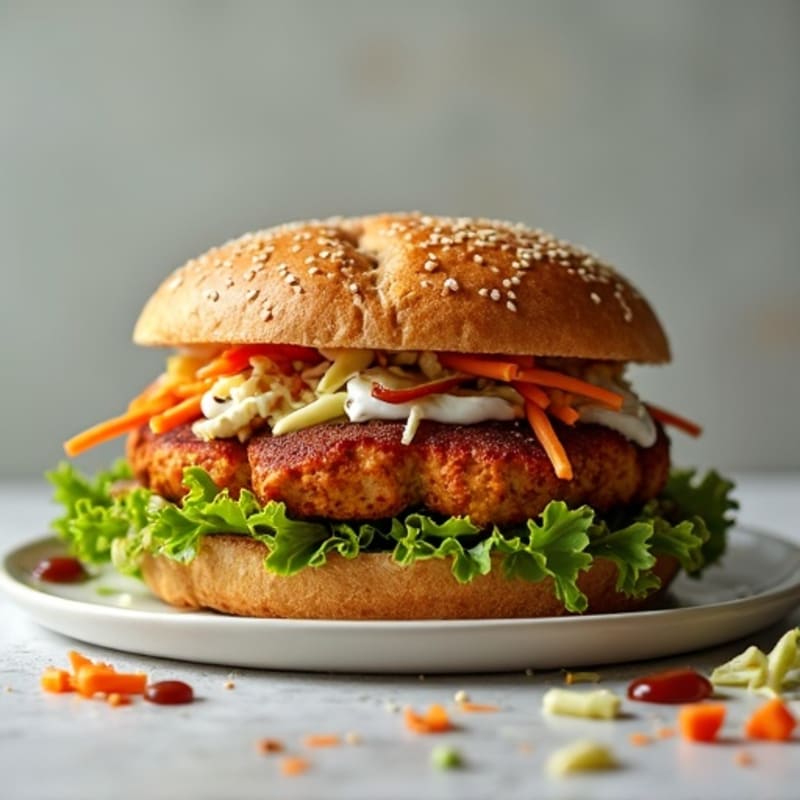 Smoky BBQ Tempeh Sandwich with Crispy Slaw