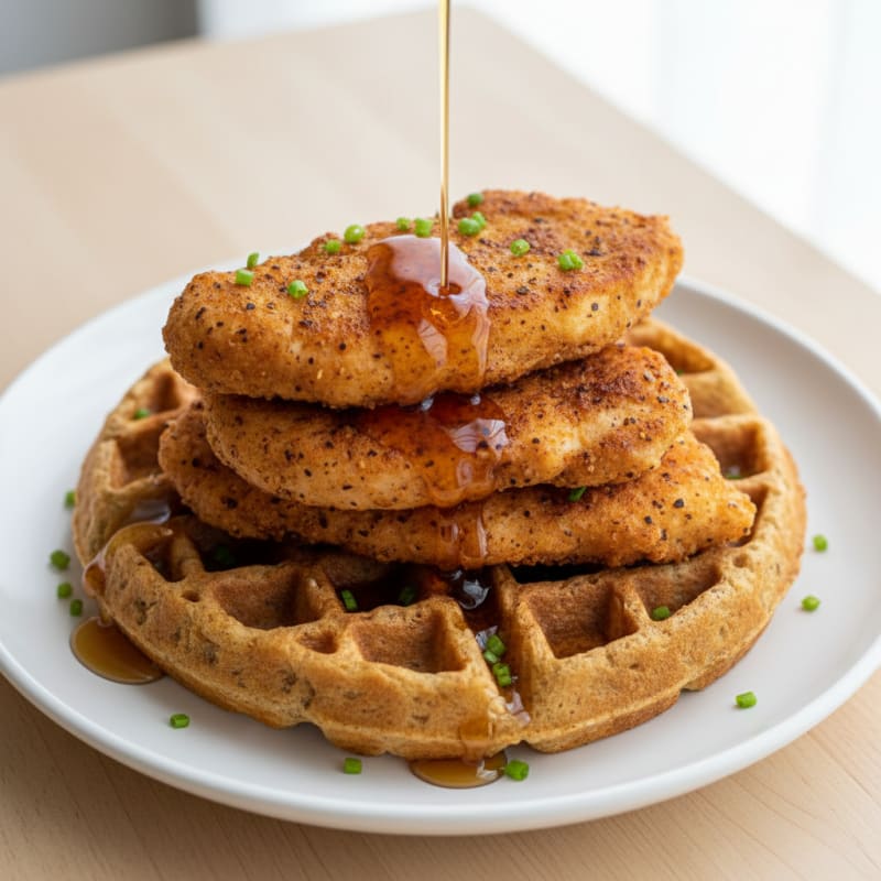 Golden Crispy Chicken and Waffles