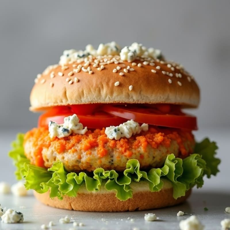 Spicy Buffalo Turkey Burger with Blue Cheese Crumbles