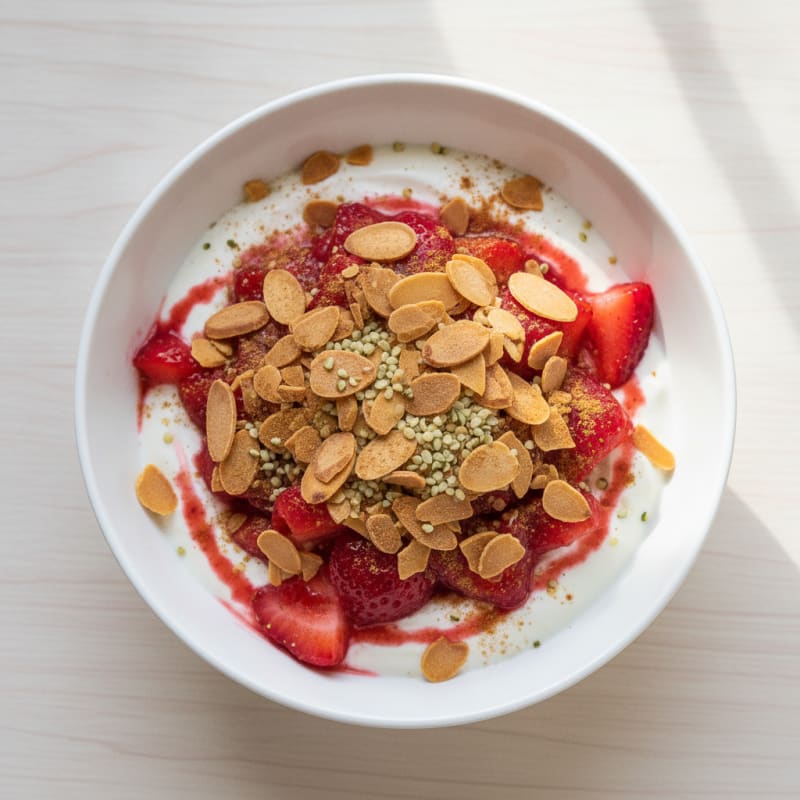 Strawberry Almond Greek Yogurt Parfait